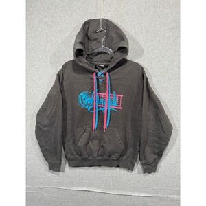 Pennant Volleyball Hoodie‎ Pullover Sweatshirt Drawstring Gray Mens XS